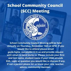 SCC Meeting on November 16 from 6 to 7 pm ONLINE ONLY